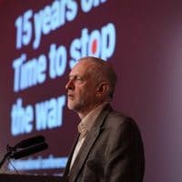 Jeremy Corbyn at at 15 Years On: Time To Stop The War, London TUC Congress House. Photo: Jim Aindow / Counterfire / Flickr / all rights reserved