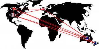 Diagram of the “Five Eyes” intelligence network including the U.S., Canada, the U.K., Australia, New Zealand.  (@GDJ, Openclipart)