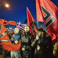 Golden Dawn members at rally in Athens 2015 (Photo: Wikimedia Commons)