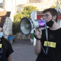 | Conscientious objectors Shahar Peretz left and Daniel Peldi at an antiannexation protest in the city of Rosh Haayin June 2020 Oren Ziv | MR Online