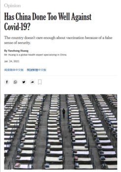 Chinas comparative success now risks hurting the country an apparently non satirical New York Times op ed 122920 argued