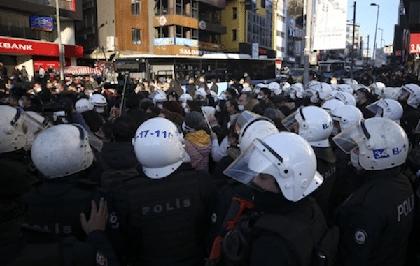 | Riot police officers push back supporters of Bogazici University students during a protest in Istanbul Thursday Feb 4 2021 | MR Online