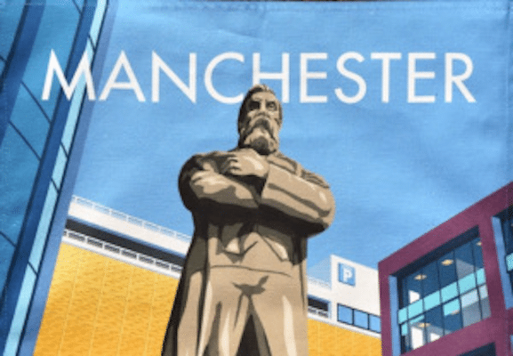 | A statue of Engels in Manchester salvaged by artist Phil Collins depicted on a tea towel | MR Online