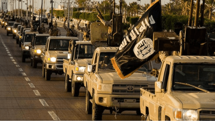  | Islamic state militants parade with their flag through liberated Misrata in February 2015 Source abcnewscom | MR Online