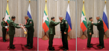 On January 22 General Min Aung Hlaing and Defence Minister Shoigu exchanged a ceremonial sword and medal. 
