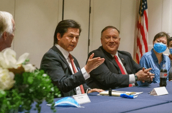 | Nury Turkel and former Secretary of State Mike Pompeo meeting with Chinese dissidents in July 2020 | MR Online