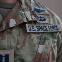 Space Force officer displays new service tapes