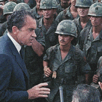 | Nixon with US troops in 1969 He wanted to withdraw US troops but escalate the air war and threaten use of nuclear weapons over North Vietnam Source ips dcorg | MR Online