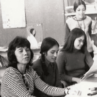 Betita Martinez (left) and staffers of El Grito del Norte in Las Vegas, New Mexico, 1972