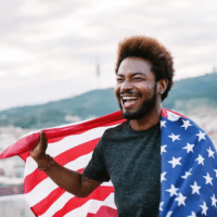 Man with an American flag