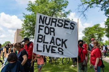 Healthcare workers rally for Black lives in June 2020