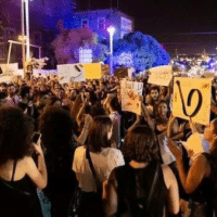 Members of the Tal‘at movement protest in Haifa, 2019.