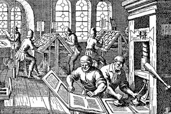 | A 16th Century printing press Commonwealth views were widely disseminated in books pamphlets and broadsides | MR Online