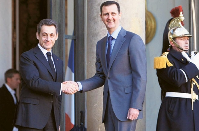 Bashar Al Assad and Nicolas Sarkozy in Paris 2009.