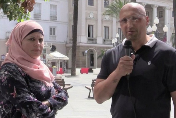 | Activist and lawyer Dimitri Lascaris interviewing Palestinian activist Manal Tamimi in June 2018 in Spain | MR Online