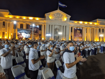 Sandinista Youth activists at President Ortega’s speech on November 8, 2021