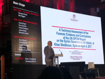 | Theodore Postol lectures an audience in London on his findings that contradict the UNs Organization for the Prohibition of Chemical Weapons OPCW report on chemicalweapon use in Syria | MR Online