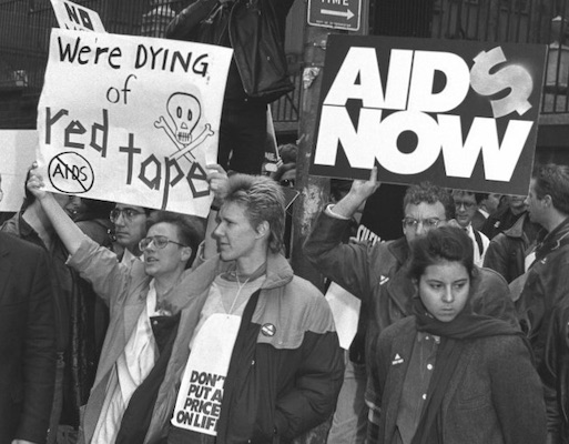| Demonstrators at the intersection of Trinity Place and Rector Street on March 24 1988 | MR Online