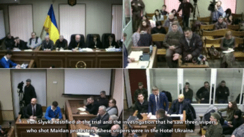 A wounded Maidan protester testifies about snipers in the Maidan controlled Hotel Ukraina