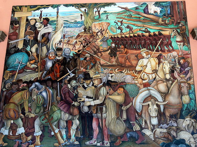 | Fresque by Diego Rivera Exploitation of Mexico by Spanish Conquistadors | MR Online