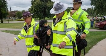 Native American arrested protesting Enbridge pipeline in Minnesota in August. [Source: mprnews.com]