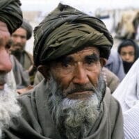 | An elderly Afghan man at an International Red Cross distribution camp in Mazar i Sharif where food was being provided by the UN World Food Programme 01122001 Mazar i Sharif Afghanistan | MR Online