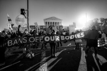 | Pro choice protesters rallied in December as the Supreme Court began to hear oral arguments in Dobbs v Jackson Womens Health Organization the case that could potentially overturn Roe v Wade Credit Miki Jourdan Flickr | MR Online