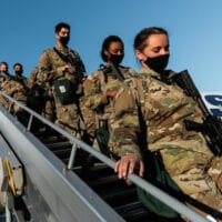 U.S. troops arrive at Nuremberg International Airport on Feb. 28 to join the NATO Response Force. which was activated for the first time in history in a collective defence context. (NATO)