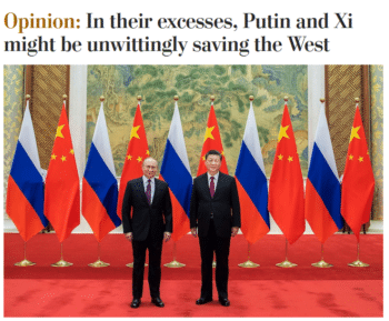 David Von Drehle (Washington Post, 2/15/22): “Xi…has reminded the world what a Chinese superpower really means—and why a strong alliance of democracies is necessary as an alternative.”