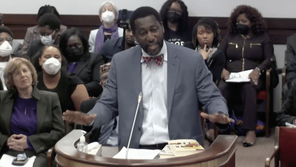 | Dr JR Green educator and member of the South Carolina ProTruth Coalition testifies against critical race theory bans in South Carolina Photo NAACP Legal Defense Fund via Twitter | MR Online