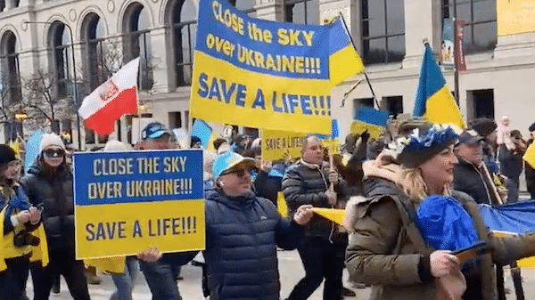 | Thousands of people in Chicago calling for a nofly zone over Ukraine Photo via Jenna Barnes on Twitter | MR Online