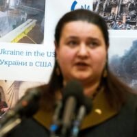 | Ukraines Ambassador to the United States Oksana Markarova speaks during a news conference at the Embassy of Ukraine in Washington Feb 26 2022 Jose Luis Magana | AP | MR Online