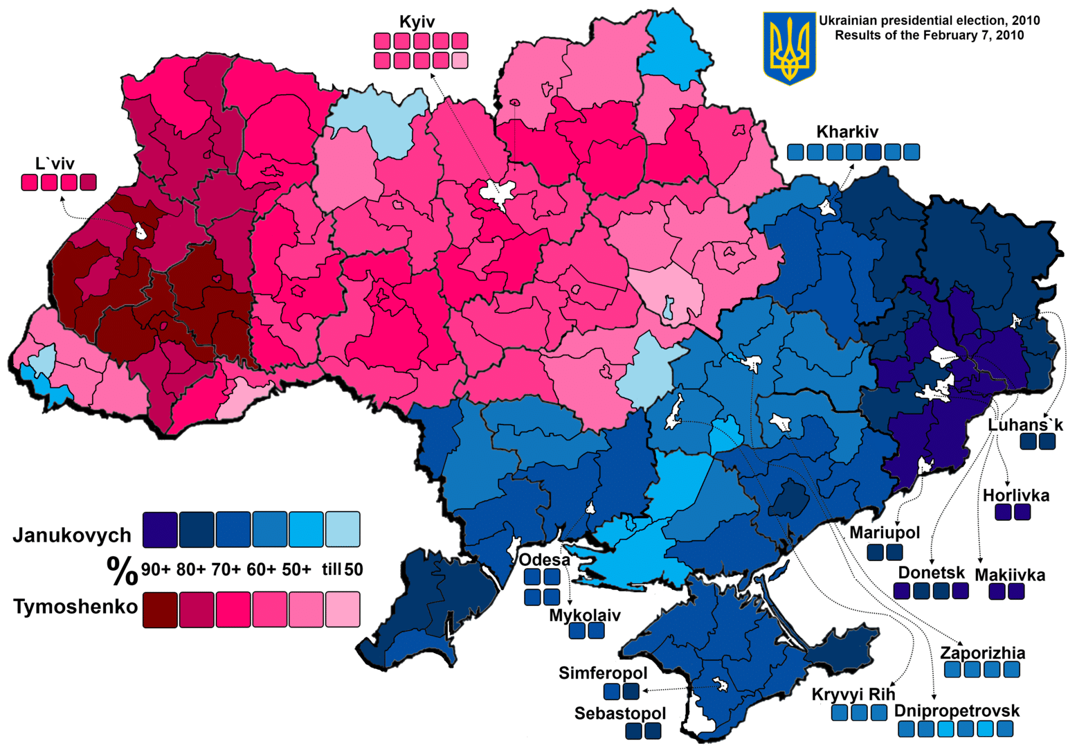 MR Online | Political map of Ukraine from the 2010 elections | MR Online