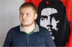 Alexey Albu, a member of Borotba, a banned revolutionary union in Ukraine. 