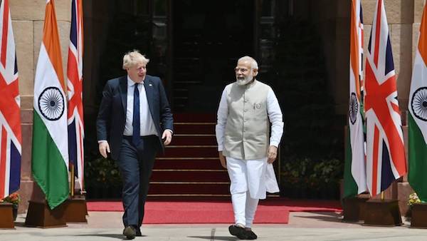 MR Online | Indian Prime Minister Narendra Modi R with visiting UK Prime Minister Boris Johnson New Delhi April 22 2022 | MR Online