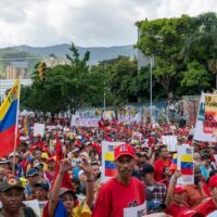 A protest against US sanctions in Caracas, Venezuela in August 2019 (Photo credit: Benjamin Norton)