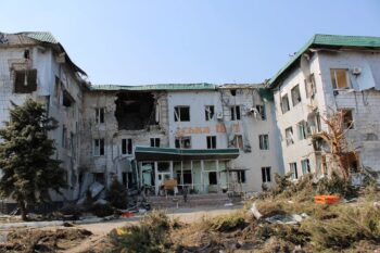 At the destroyed hospital