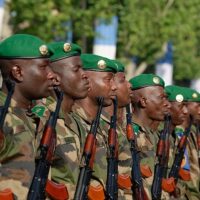 Malian troops taking part in the Bastille Day 2013 military parade on the Champs-Élysées in Paris.