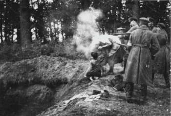| Ukrainian auxiliary police executing a mother and child in Miropol USSR 1941 Source static01nytcom | MR Online