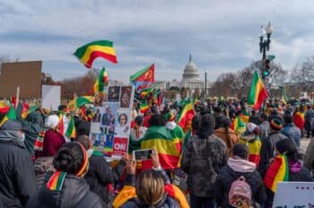 | Ethiopian and Eritrean protest against western intervention in their country in Washington Dec 10 2021 Gemunu Amarasinghe | AP | MR Online