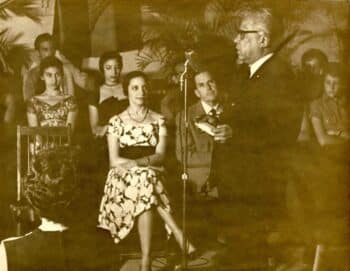 Nicolás Guillén honours Alicia Alonso at the National Union of Writers and Artists of Cuba UNEAC Havana 1961