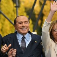 The troika leading the far-right coalition that won Italy’s election: Giorgia Meloni (R), Silvio Berlusconi (C) and Matteo Salvini (L)