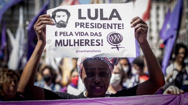 | Women in São Paulo partake in a rally in support of the candidacy of Lula da Silva The sign reads Lula president and for the lives of women Photo Elineudo Meira | MR Online