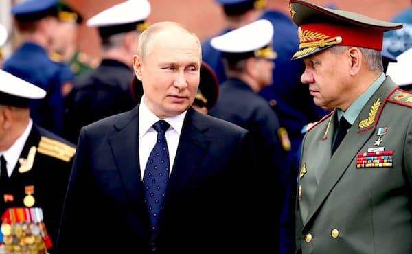 | President of Russia Vladimir Putin with Defense Minister of Russia Sergey Shoigu after a wreath laying ceremony at the Tomb of the Unknown Soldier Kremlinru CC BY 40 Wikimedia Commons | MR Online