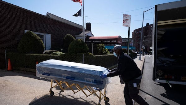 | In this March 27 2020 file photo William Samuels delivers caskets to the Gerard Neufeld Funeral Home during the coronavirus pandemic in the Queens borough of New York New data finds that life expectancy in the United States has dropped significantly over the past few years It is clear that racial minorities suffered the biggest impact but census information ignores the role of socioeconomic class | Mark Lennihan AP | MR Online