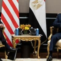 President Joe Biden speaks as Egyptian dictator Abdel Fattah el-Sisi laughs during a meeting at the COP27 U.N. Climate Summit, Friday, Nov. 11, 2022, at Sharm el-Sheikh, Egypt. [AP Photo/Alex Brandon]