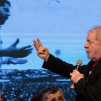 | Lula da Silva speaking at the national congress of the PT Party in 2017 Lula MarquesAgência PT CC BY 20 | MR Online