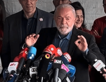 Escola Estadual Joao Firmino Lula Addressing the Press After Casting His Vote Source photo by Lauren Smith