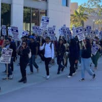 | Student workers picketing outside of University of CaliforniaSanta Barbara Photo Ryan Dury | MR Online
