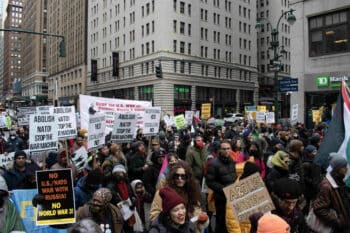 | Protestors marching through Manhattan Liberation photo | MR Online